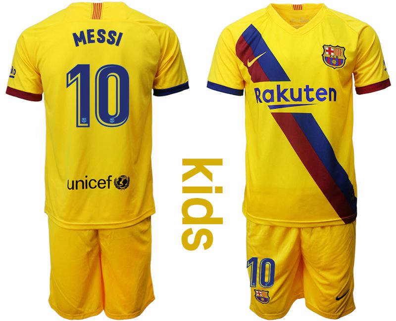 Youth 2019-2020 club Barcelona away #10 yellow Soccer Jerseys